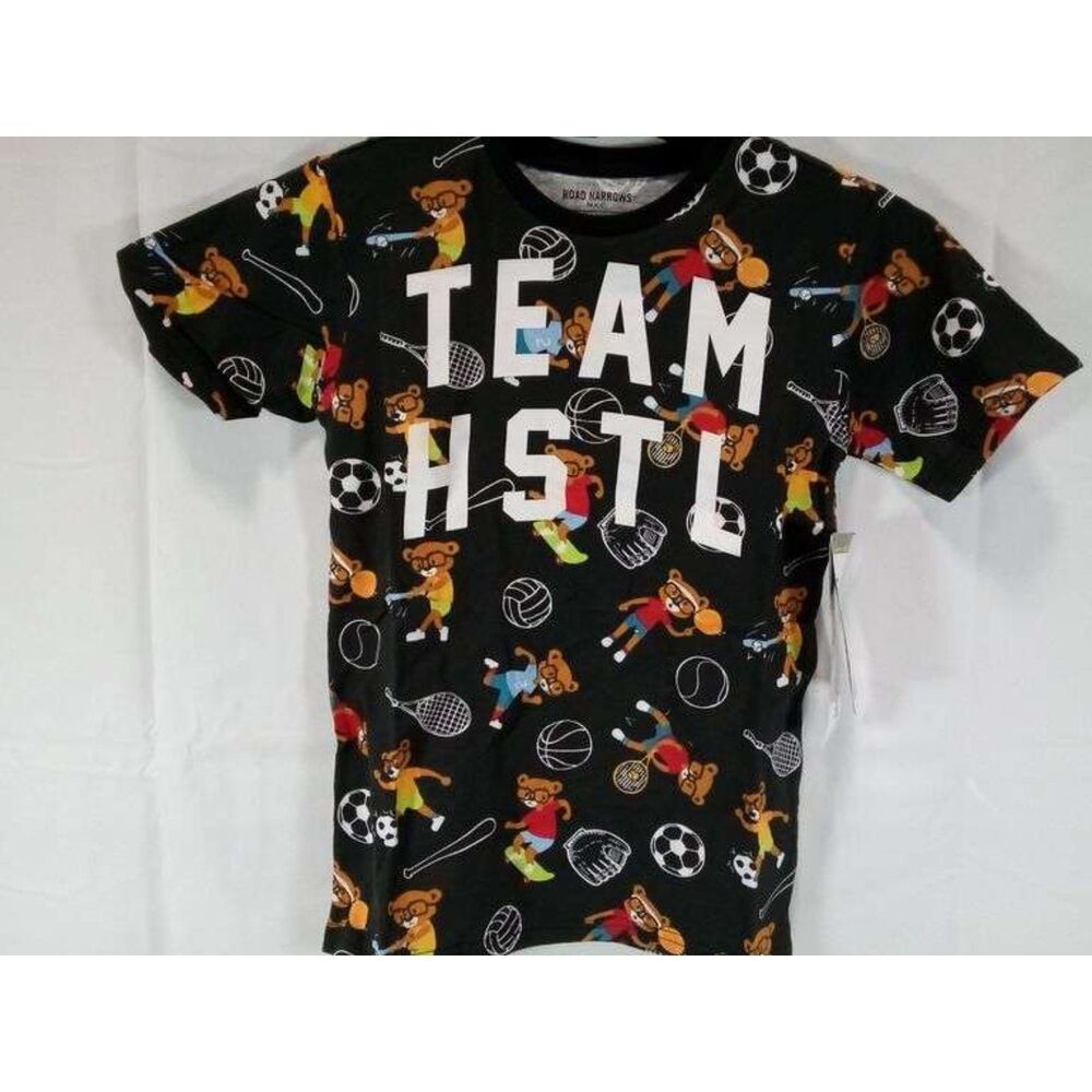 Road Narrows N.Y.C., Boys' Team HSTL Graphic T Shirt, Small Size, Black - NWT